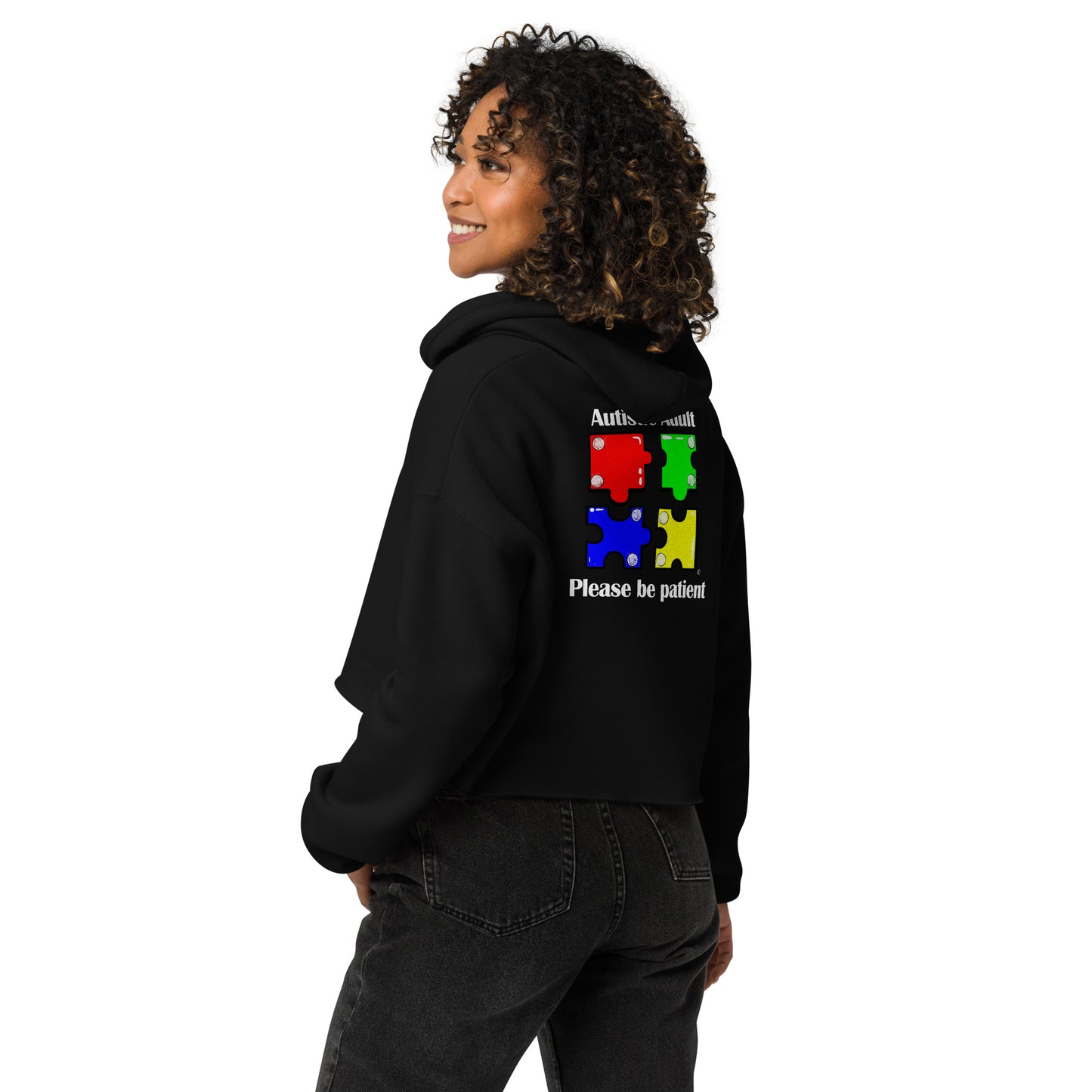 Autistic Adult, Please Be Patient Crop Hoodie