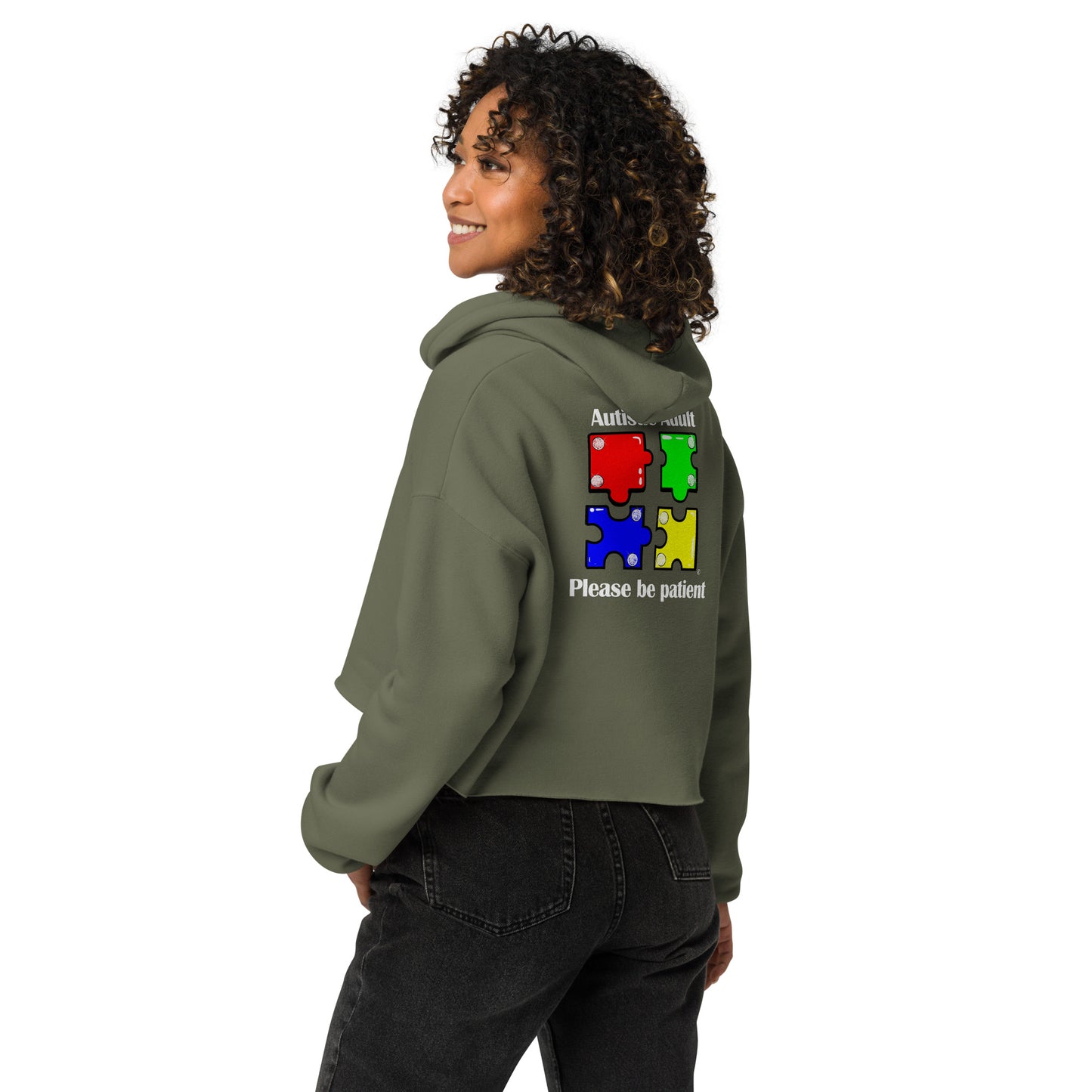 Autistic Adult, Please Be Patient Crop Hoodie
