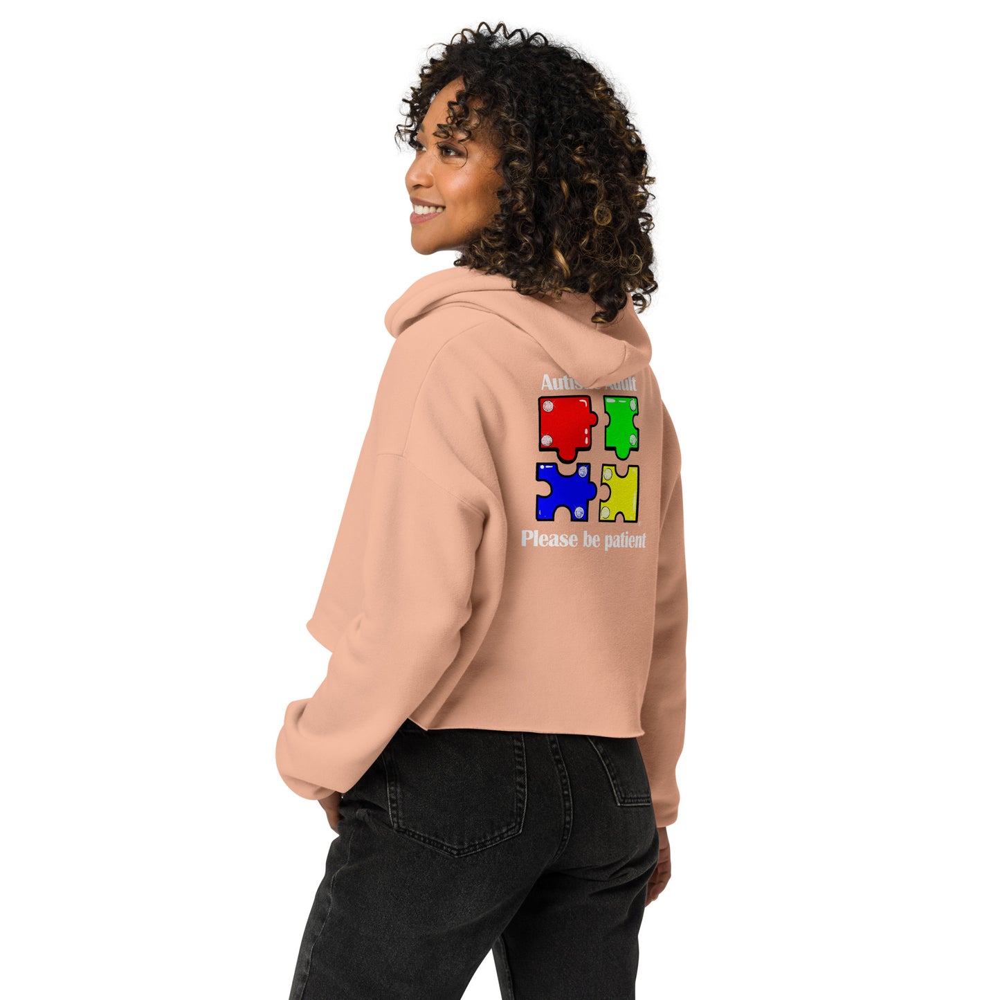 Autistic Adult, Please Be Patient Crop Hoodie